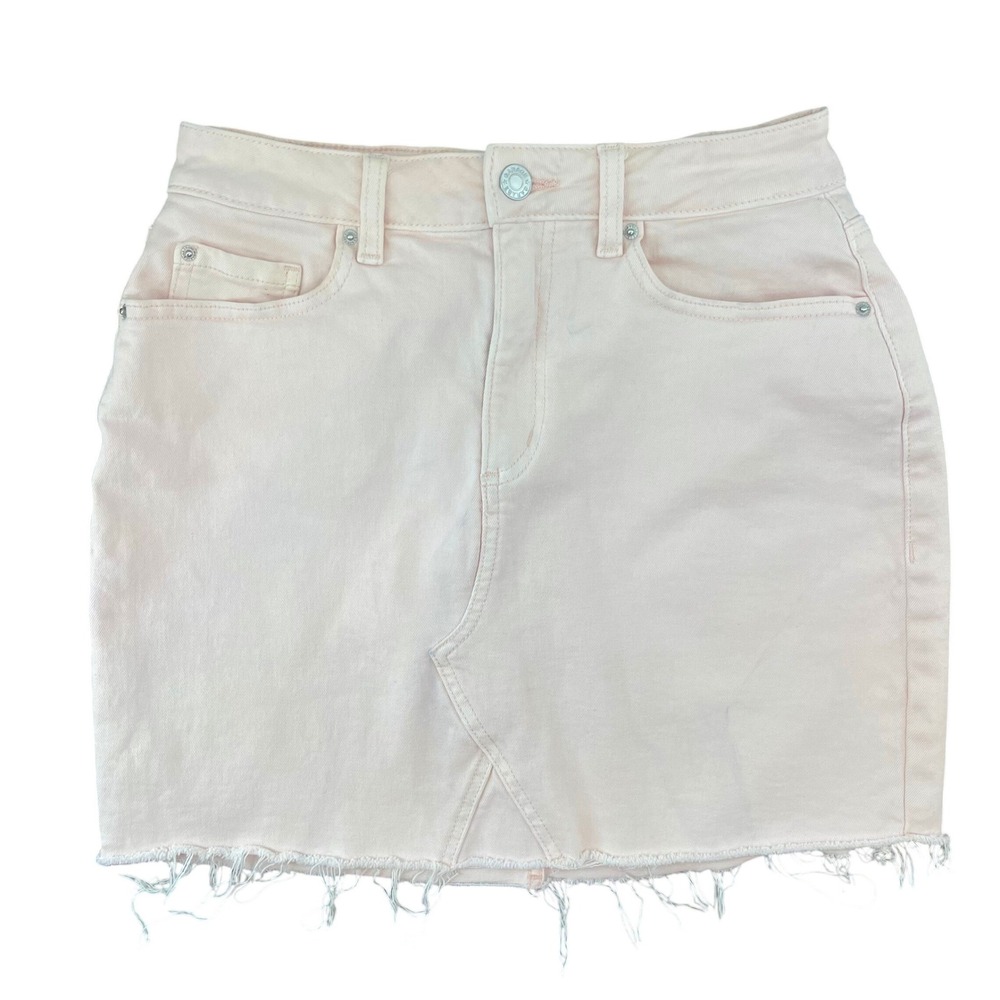 Garage Denim Pink Mini Skirt Womens S Raw Hem Festival Barbie‎ Western Pastel